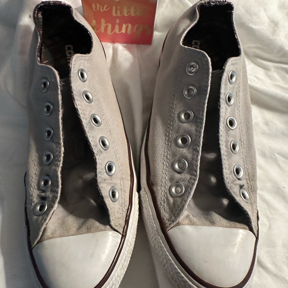 Converse sneakers taupe with double tongues in plaid and taupe fabric!